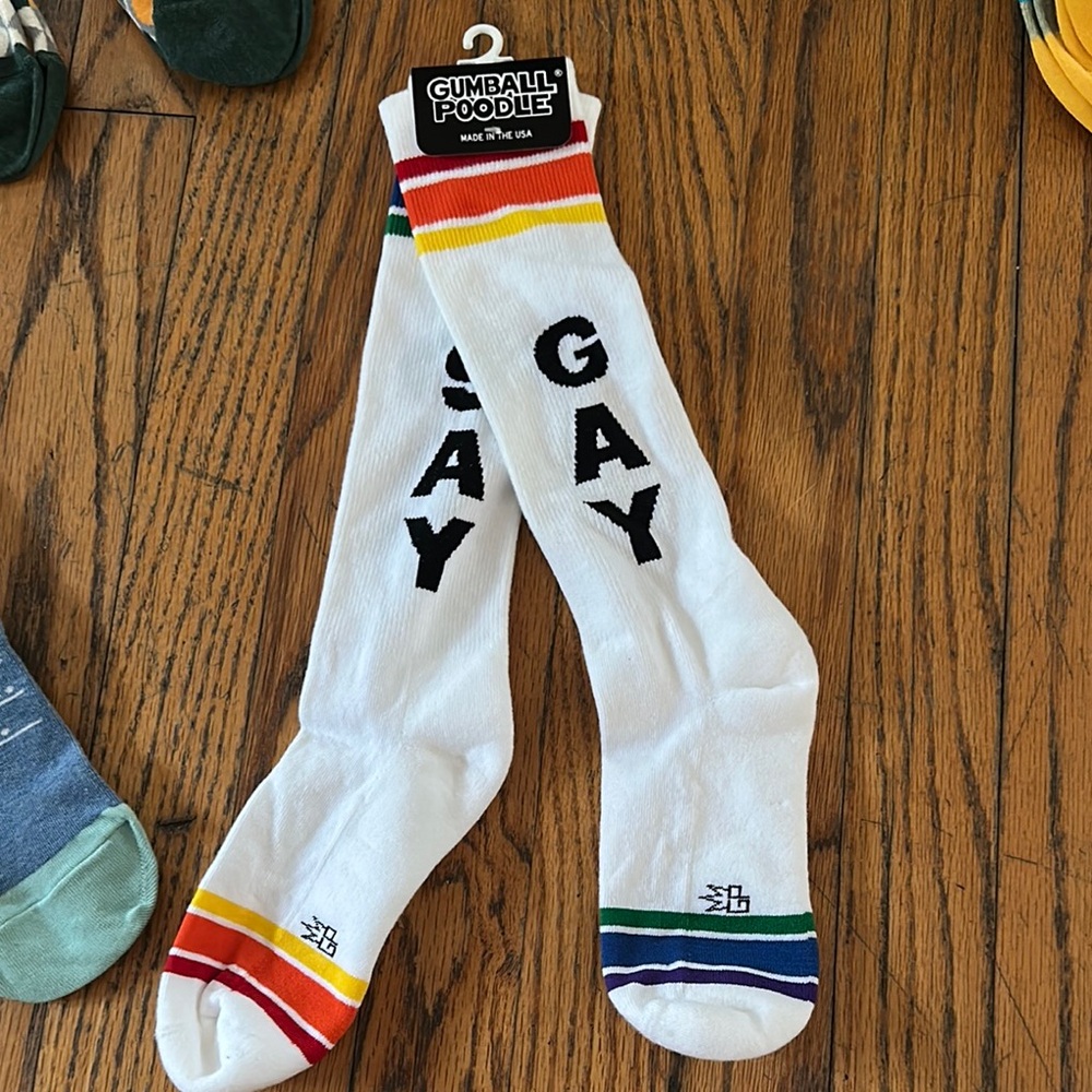 White and Red Casual Socks with Bold Stripes
